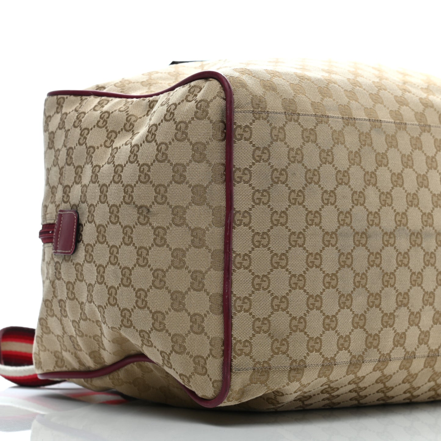 GG Monogram Web Medium Collapsable Carry On Duffle Beige Red