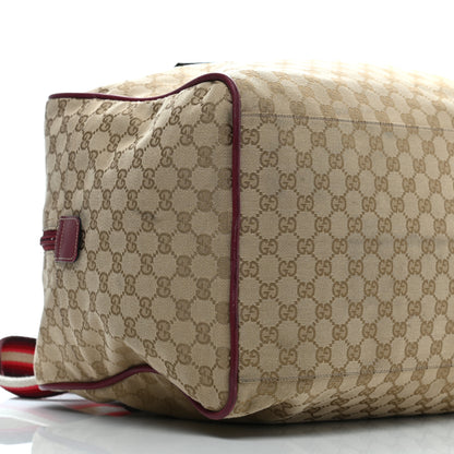 Gucci GG Monogram Web Medium Collapsable Carry On Duffle Beige Red 8 of 13