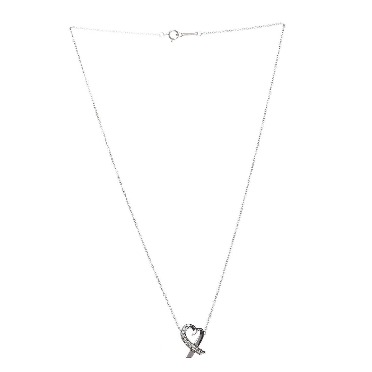 18K White Gold Diamond Small Paloma Picasso Loving Heart Necklace