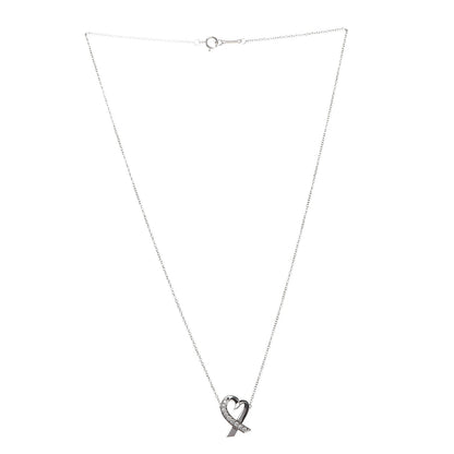 Tiffany 18K White Gold Diamond Small Paloma Picasso Loving Heart Necklace 3 of 8