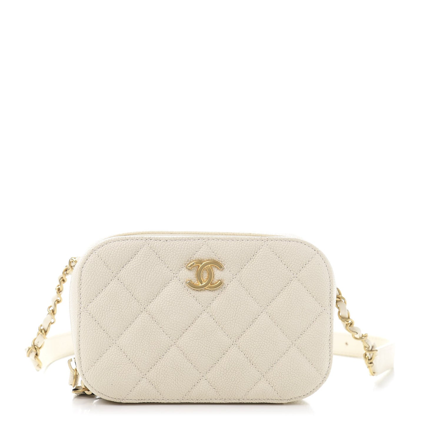Caviar Quilted Flap Waist Bag White