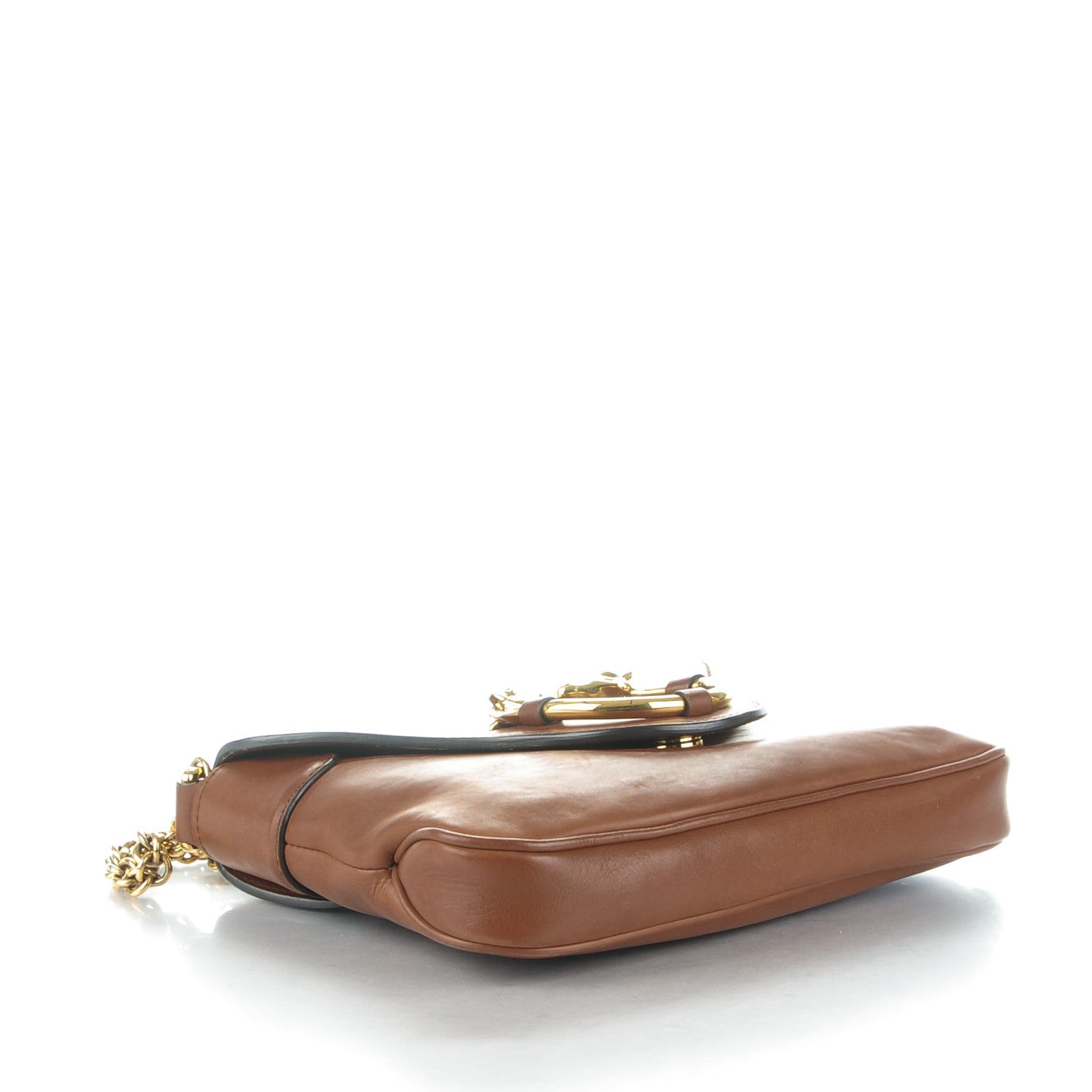 Gucci Washed Calfskin Small Ribot Horse Heads Chain Shoulder Bag Brown 4 of 7