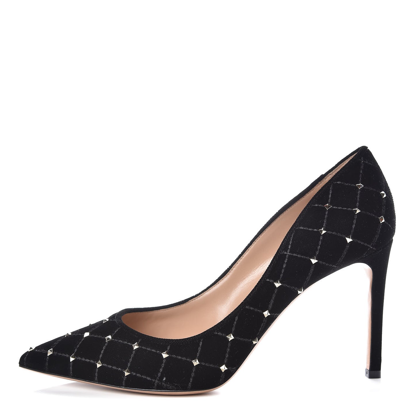 Velvet Rockstud Spike 90mm Pumps 39.5 Black