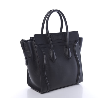 Celine Drummed Calfskin Micro Luggage Black 3 of 11