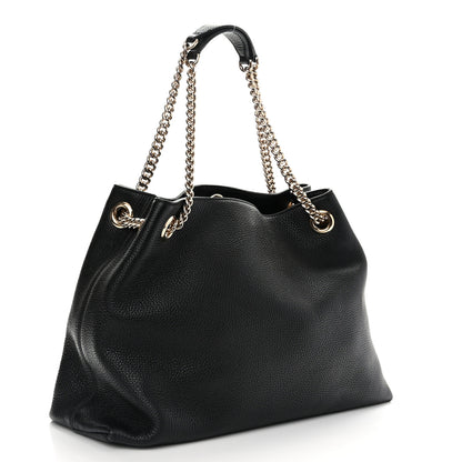 Gucci Pebbled Calfskin Medium Soho Chain Shoulder Bag Black 3 of 12