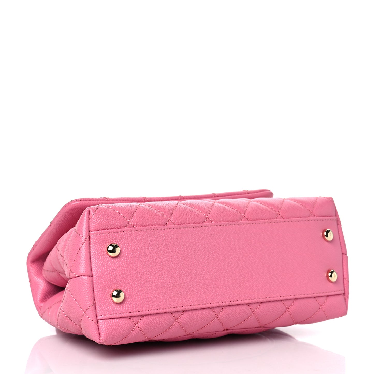 Caviar Lizard Embossed Quilted Mini Coco Handle Flap Pink
