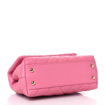Chanel Caviar Lizard Embossed Quilted Mini Coco Handle Flap Pink 3 of 9