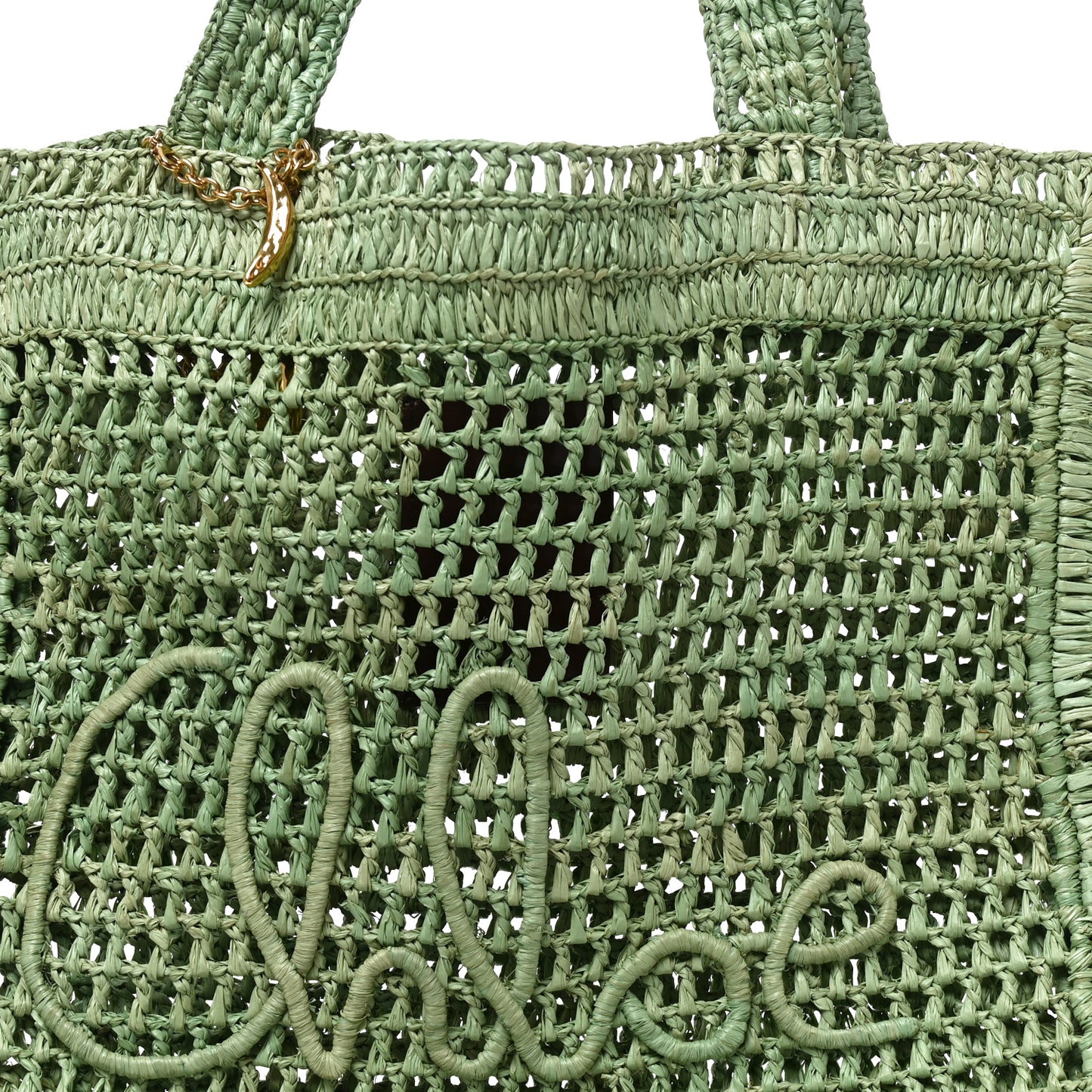 Raffia Summer Banana Tote Tea Leaf Green