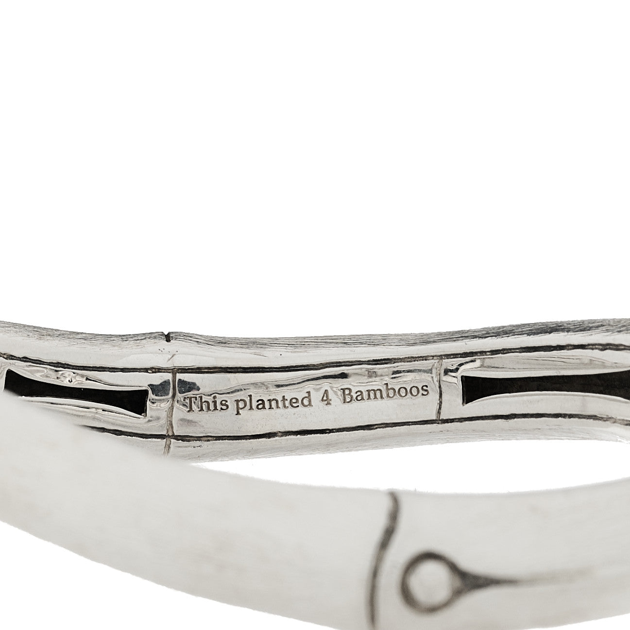 John Hardy Sterling Silver Curved Brushed Bamboo Hinged Bangle Bracelet 4 of 4