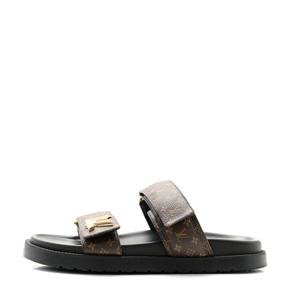 Louis Vuitton Monogram LV Flat Sandals 37.5 1 of 9