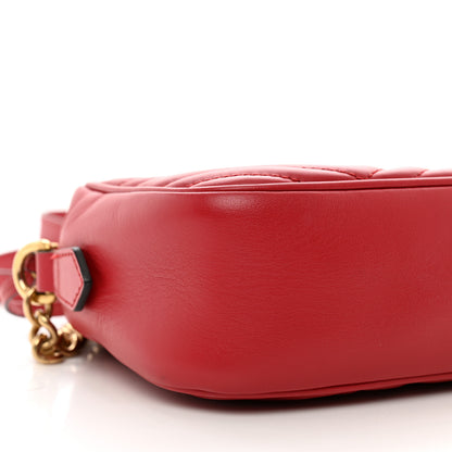 Gucci Calfskin Matelasse Small GG Marmont Chain Shoulder Bag Hibiscus Red 9 of 13