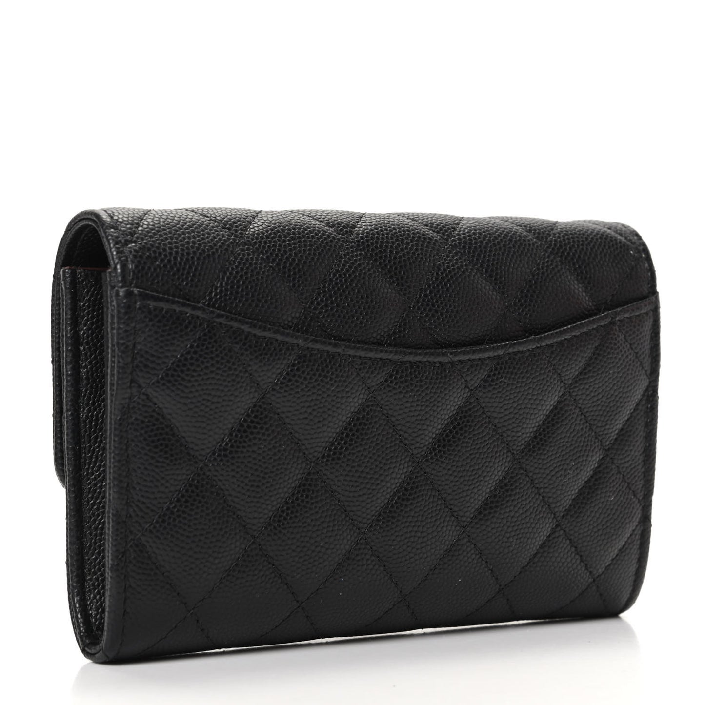 Caviar Quilted Medium Flap Wallet Black