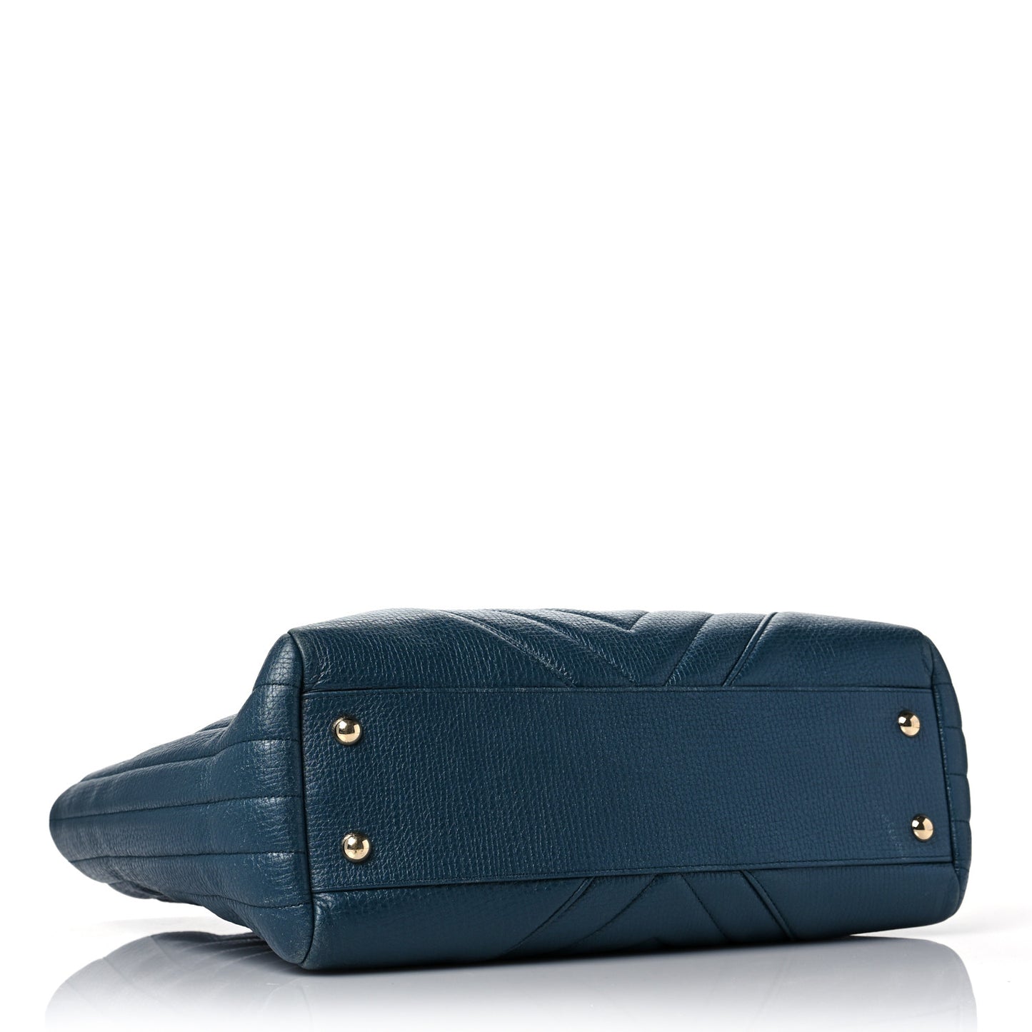 Calfskin Chevron Quilted Large Shopping Tote Blue