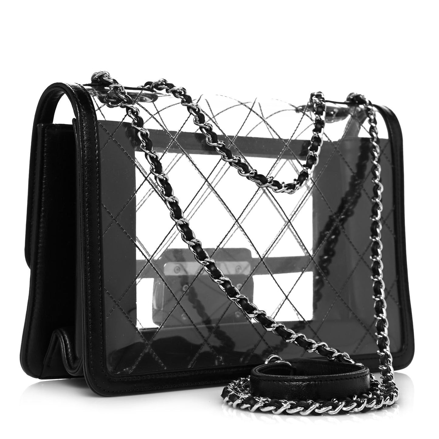 PVC Lambskin Quilted Mini Beauty Lock Flap Black