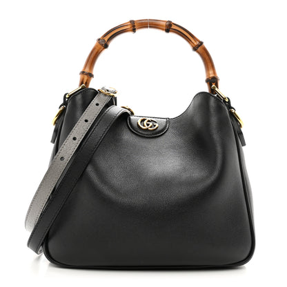 Gucci Softy Wonka Textured Dollar Calfskin Small Diana Bamboo Shoulder Bag Black 1 of 9