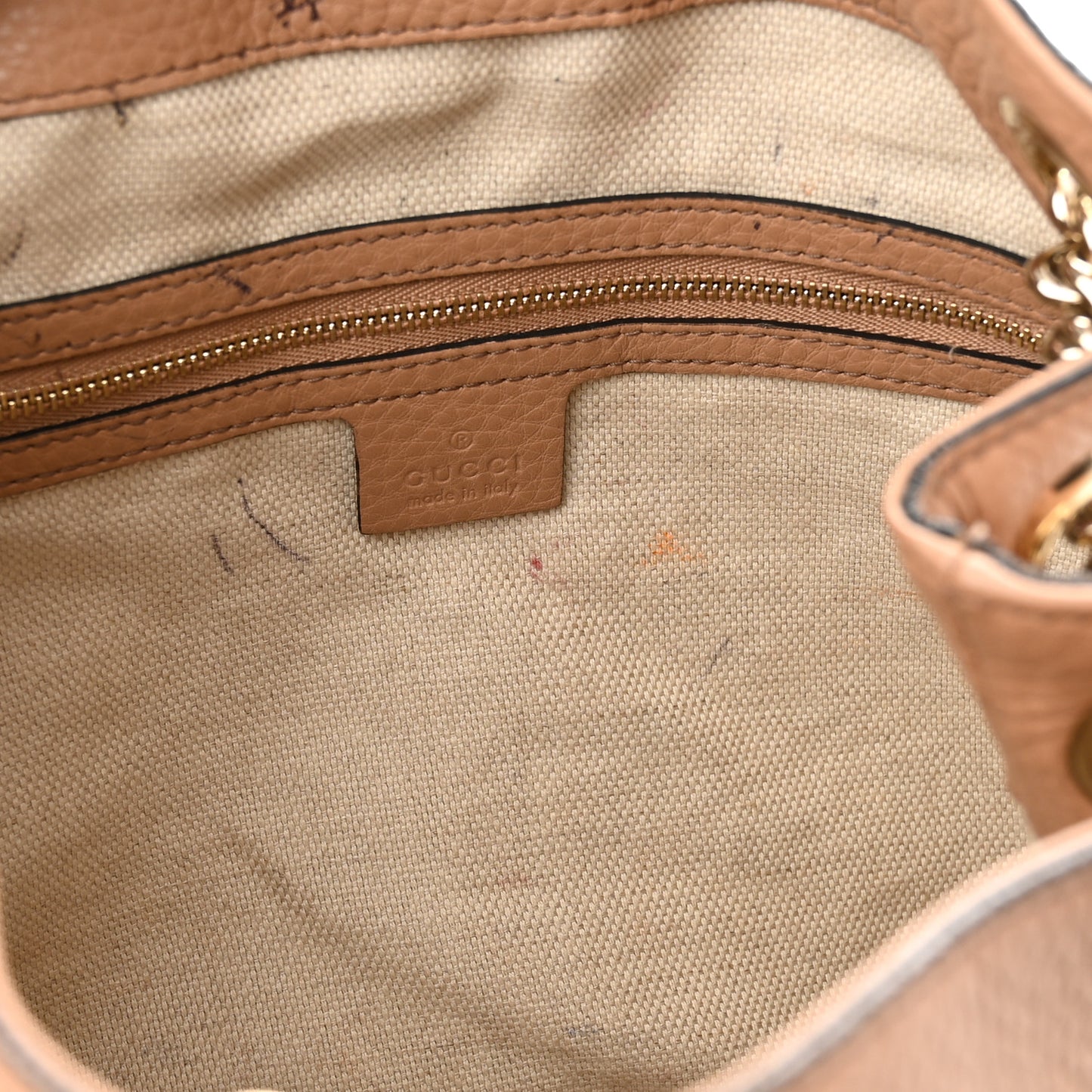 Pebbled Calfskin Medium Soho Chain Shoulder Bag Rose Beige
