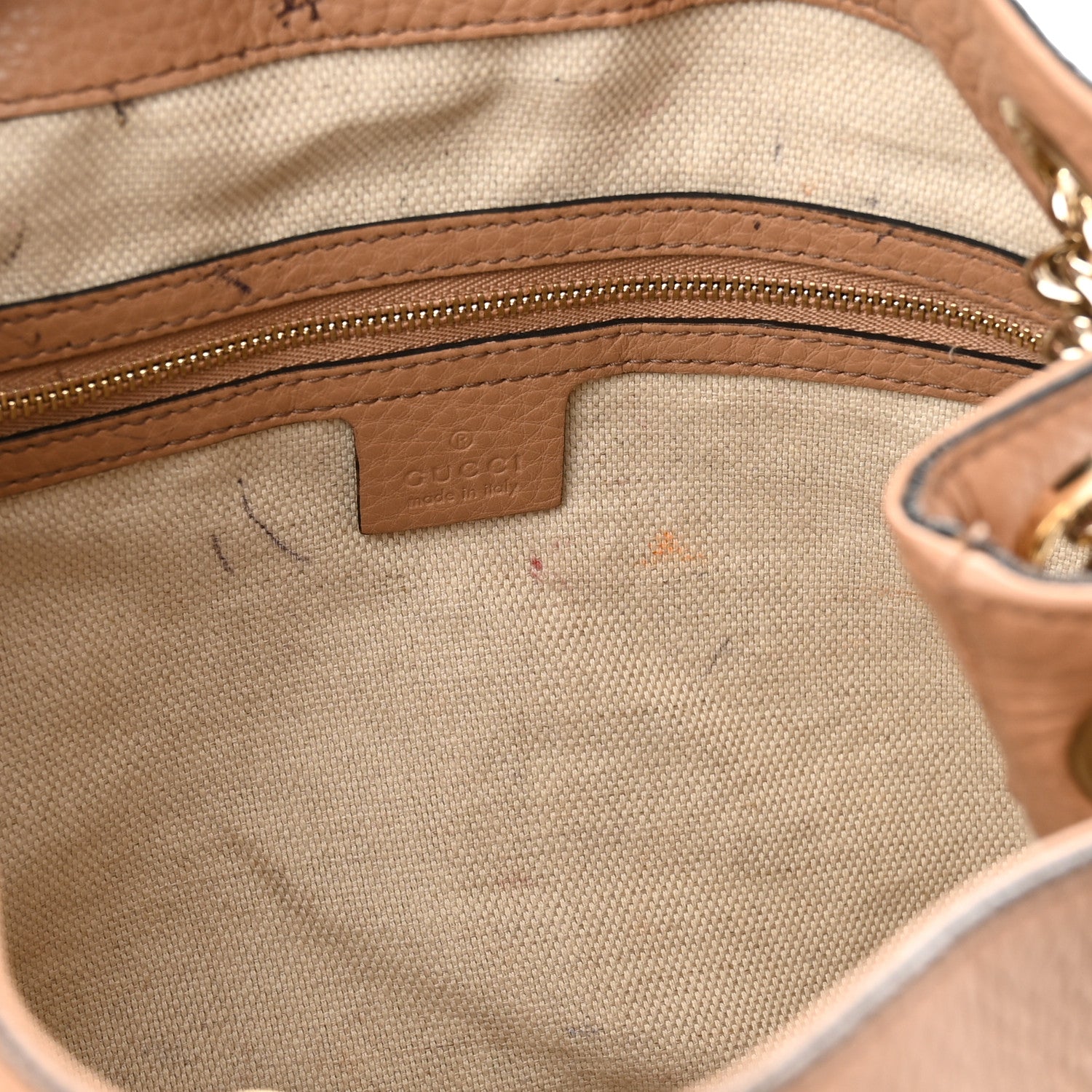 Gucci Pebbled Calfskin Medium Soho Chain Shoulder Bag Rose Beige 8 of 16