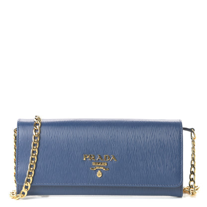 Prada Vitello Move Chain Wallet Bleuette 1 of 9
