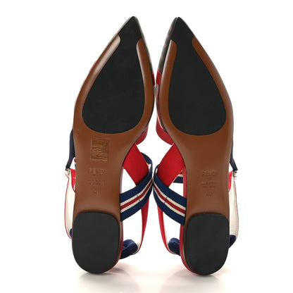 Fendi Technical Mesh FF Colibri Slingback Ballerina Flats 40 Tobacco Moro Saffiro Ciliegia 5 of 7
