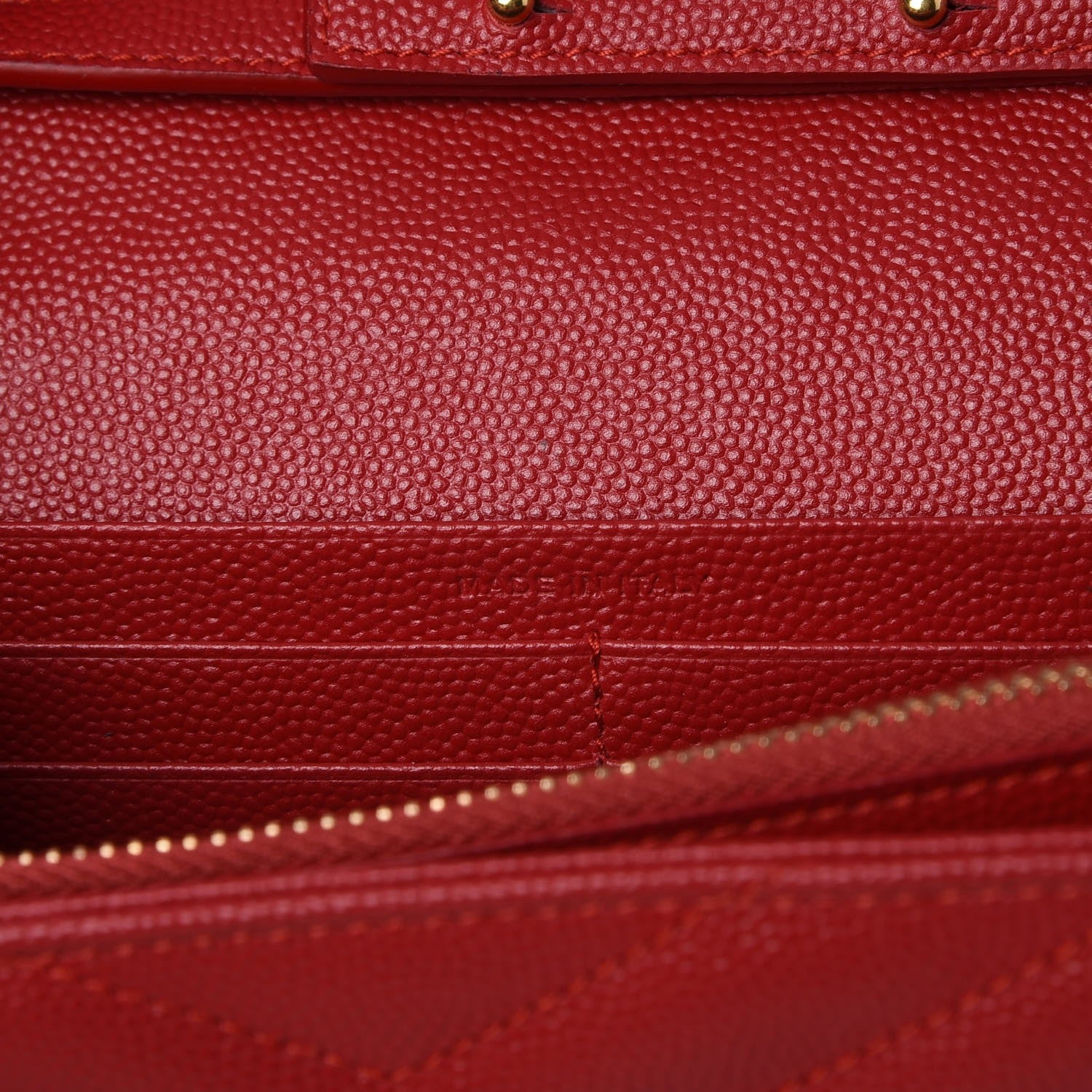 Saint Laurent Grain De Poudre Matelasse Chevron Monogram Chain Wallet New Red 6 of 9