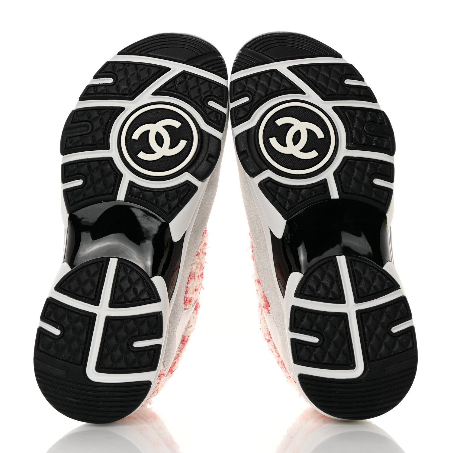 Chanel Tweed Suede Calfskin Womens CC Sneakers 36 Pink Ecru 5 of 10