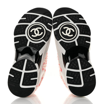 Chanel Tweed Suede Calfskin Womens CC Sneakers 36 Pink Ecru 5 of 10