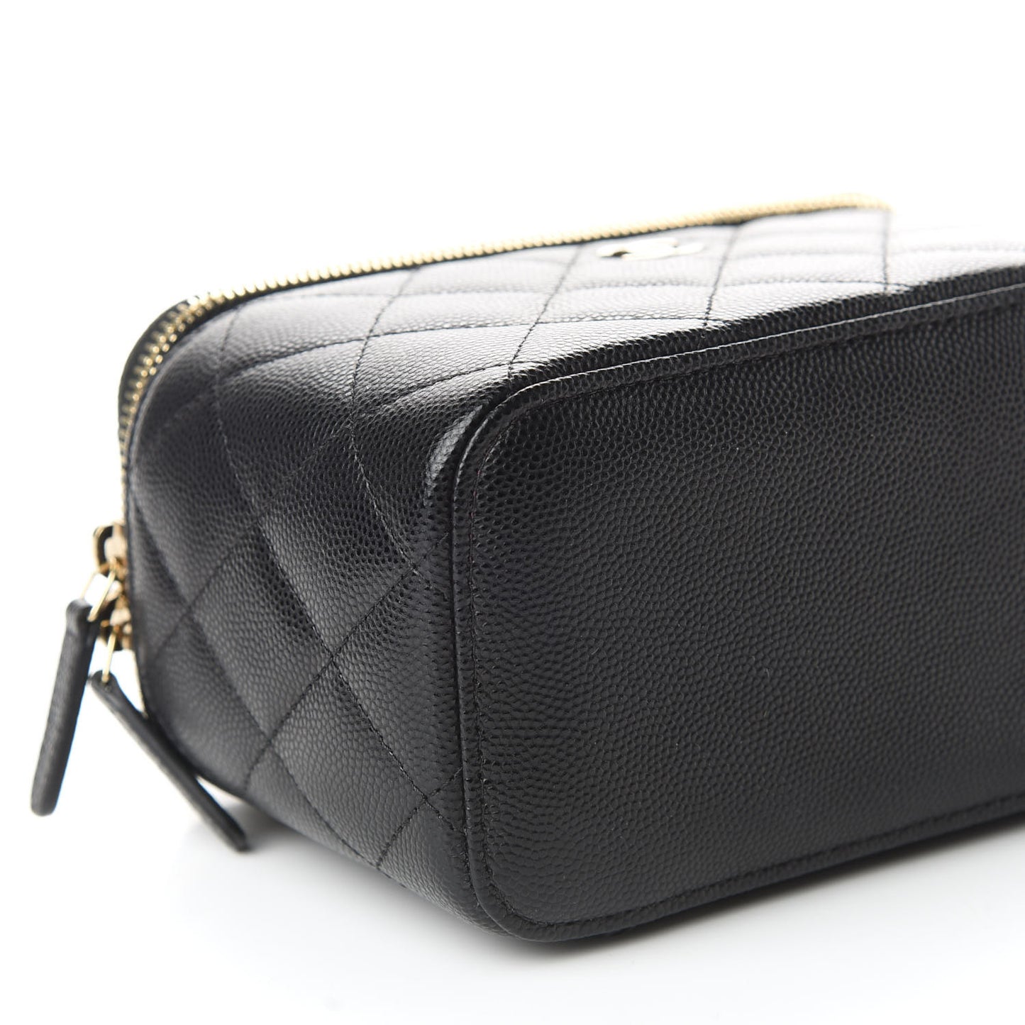 Caviar Quilted Small Vanity Case With Chain Black
