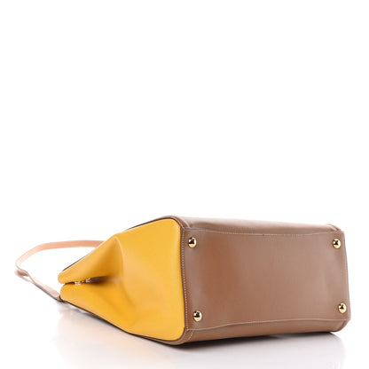Prada Saffiano Lux Medium Bi-Color Tote Caramel Mimosa 4 of 13