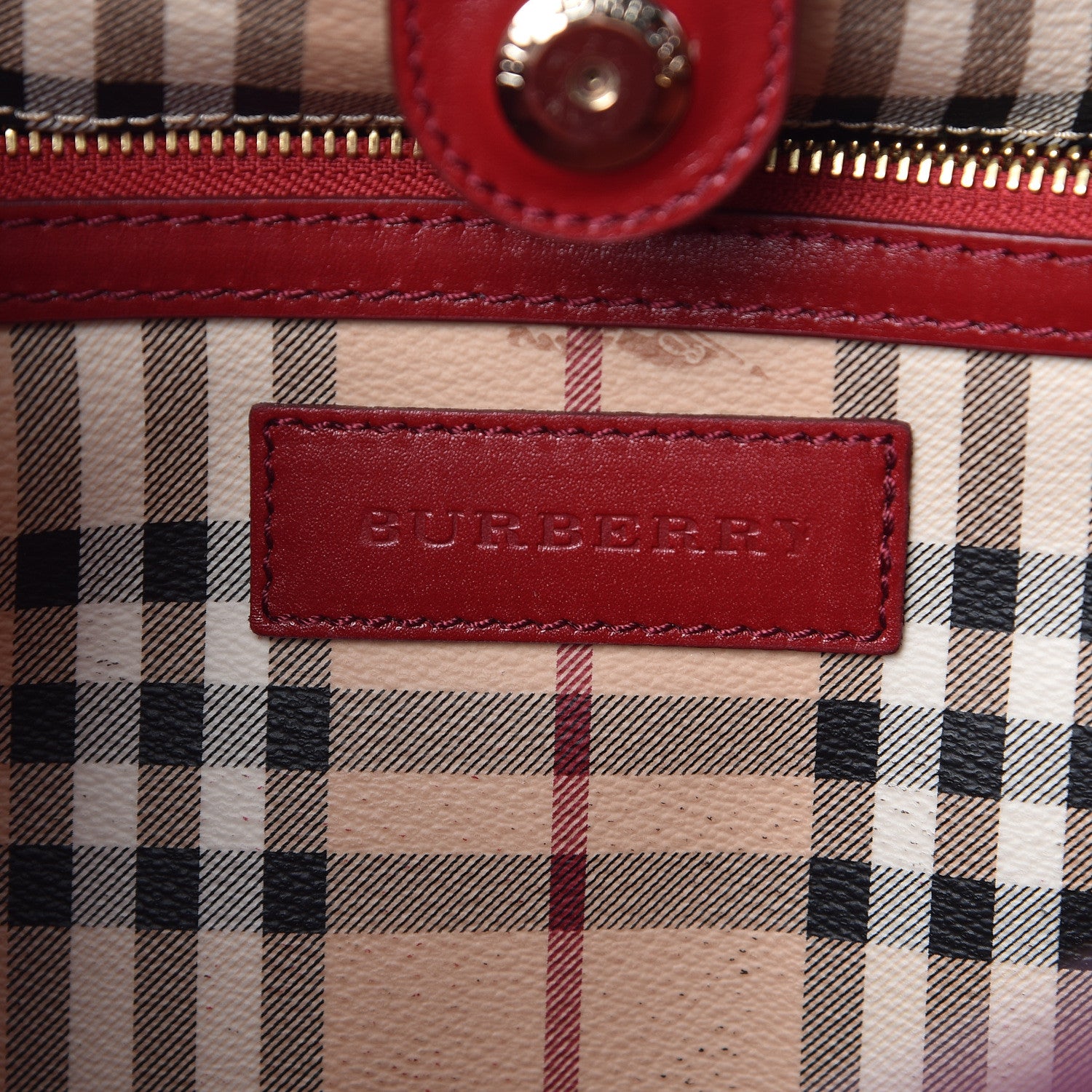 Burberry Haymarket Check Small Canterbury Tote Military Red 6 of 10