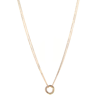Cartier 18K Pink Yellow White Gold Trinity Double Chain Pendant Necklace 1 of 6
