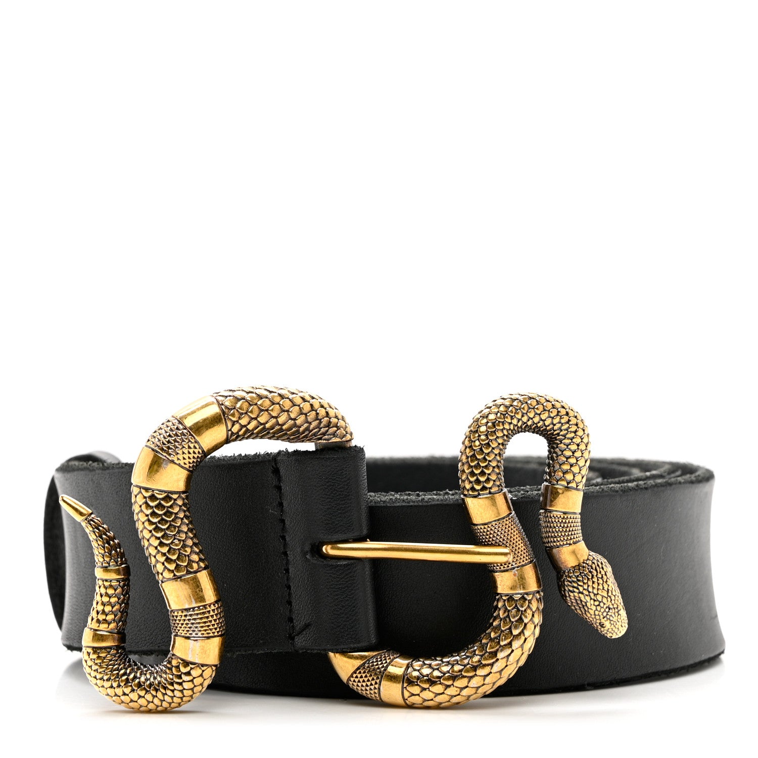 Gucci Calfskin Snake Belt 120 48 Black 1 of 5