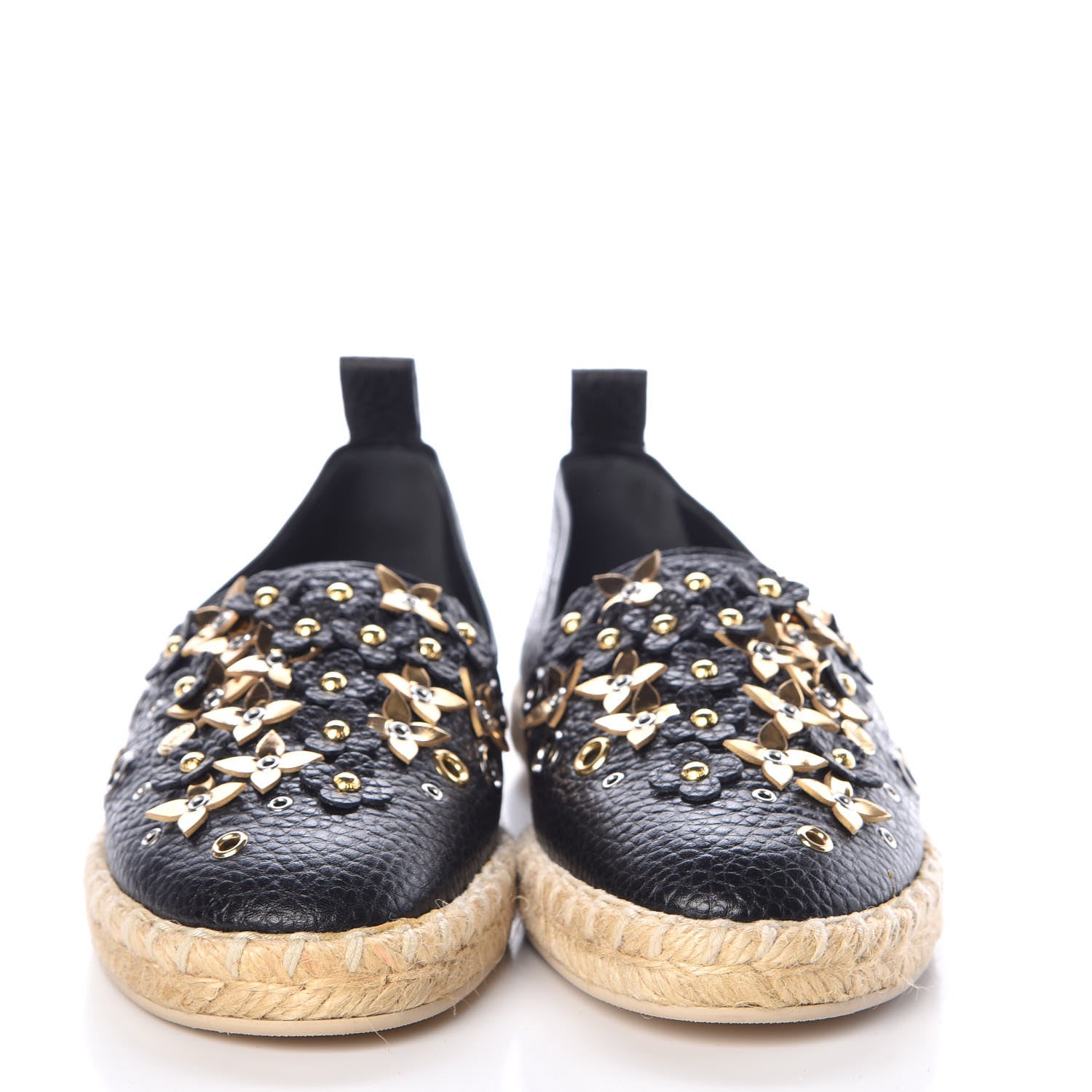 Louis Vuitton Calfskin Tropical Bloom Espadrille Flats 36 Black 2 of 9