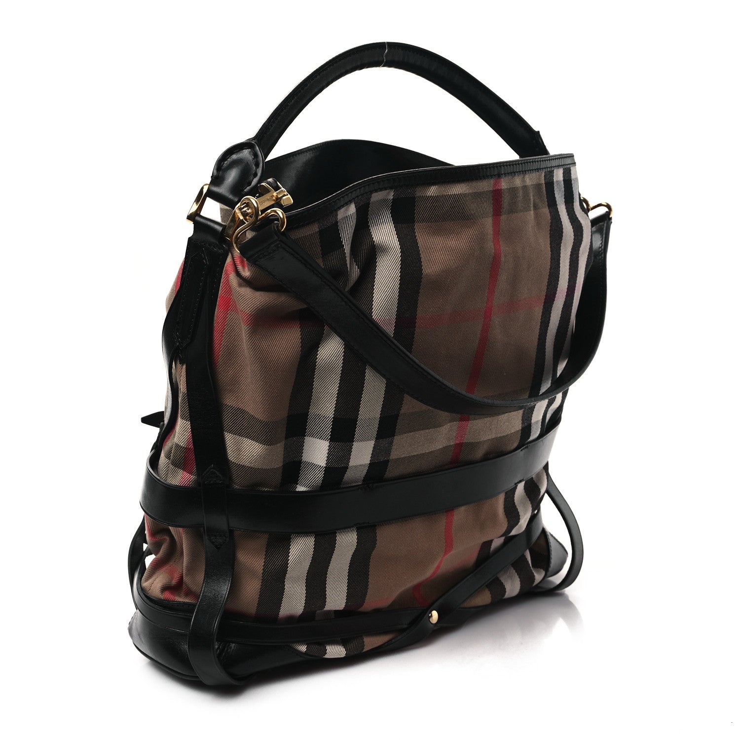 Burberry House Check Bridle Calfskin Medium Gosford Hobo Black 3 of 11