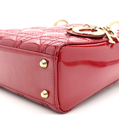 Christian Dior Patent Cannage Mini Lady Dior Red 6 of 10