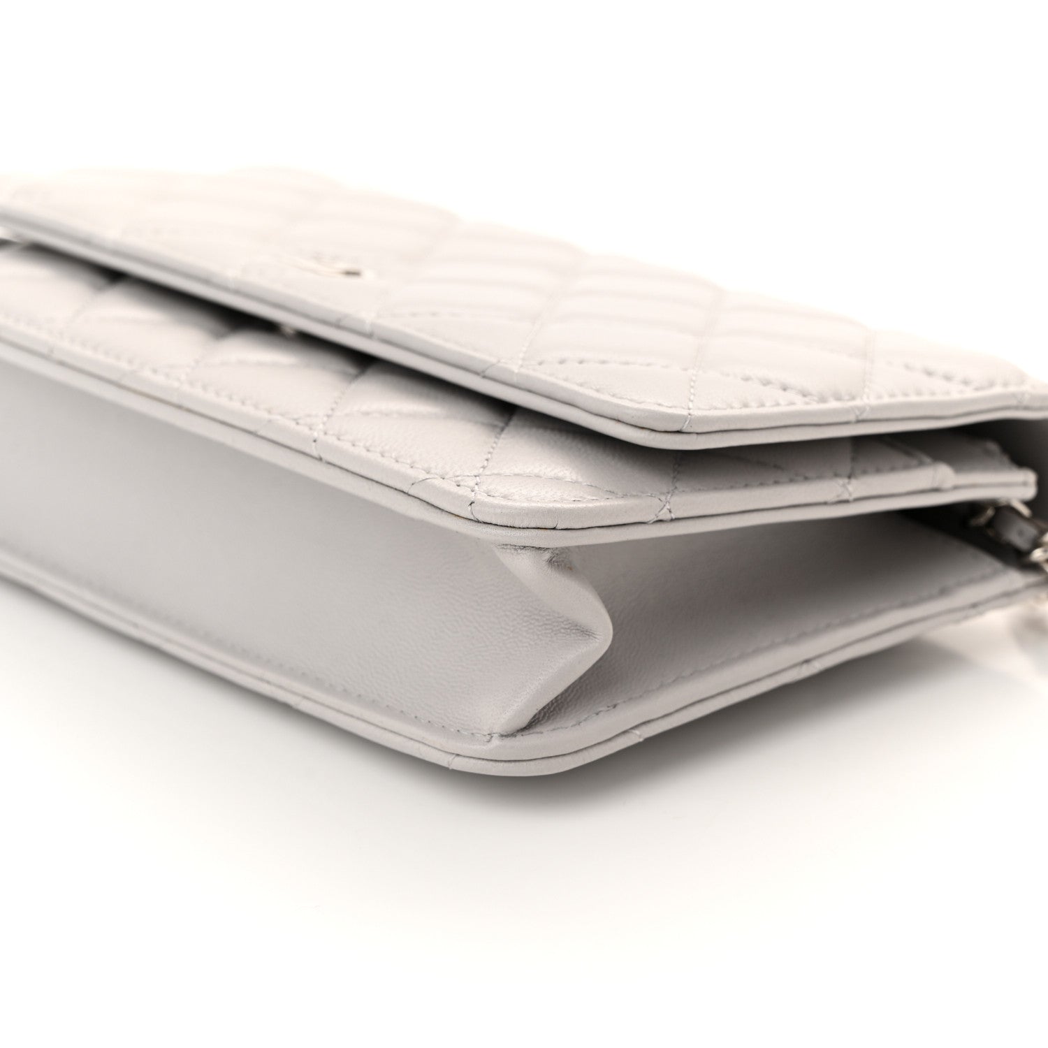 Chanel Lambskin Quilted Wallet On Chain WOC Grey 11 of 12