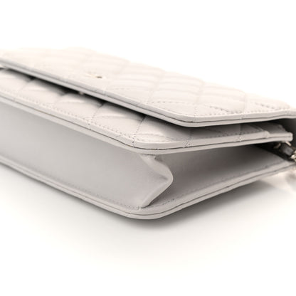 Chanel Lambskin Quilted Wallet On Chain WOC Grey 11 of 12