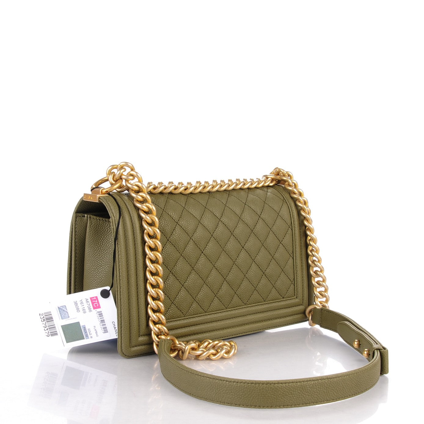 Chanel Caviar Quilted Medium Boy Flap Khaki 3 of 8