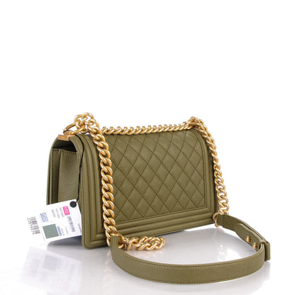 Chanel Caviar Quilted Medium Boy Flap Khaki 3 of 8