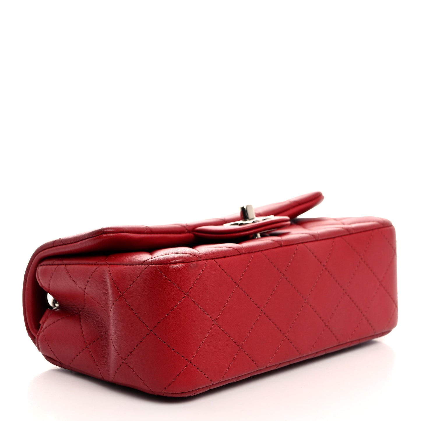 Lambskin Quilted Mini Rectangular Flap Dark Red