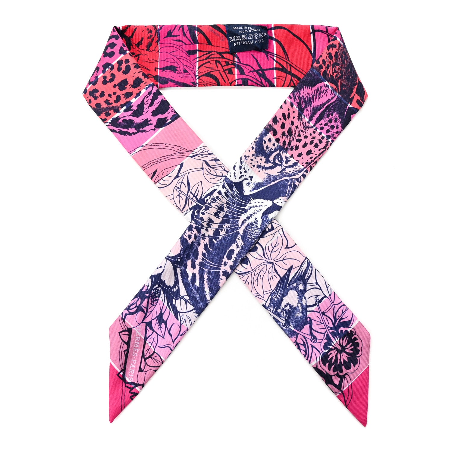 Hermes Silk Jungle Love Rainbow Twilly Rose Vif Encre White 1 of 4