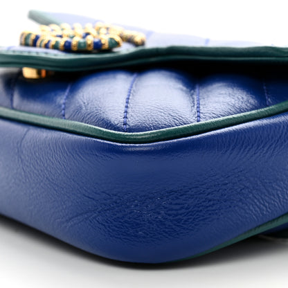 Gucci Azalea Calfskin Enamel Matelasse Diagonal Super Mini Torchon GG Marmont Shoulder Bag Imperial Blue Pavone 10 of 10