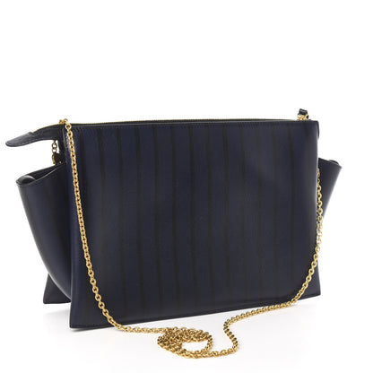 Celine Grained Calfskin Striped Tri-Fold Clutch Midnight 3 of 8