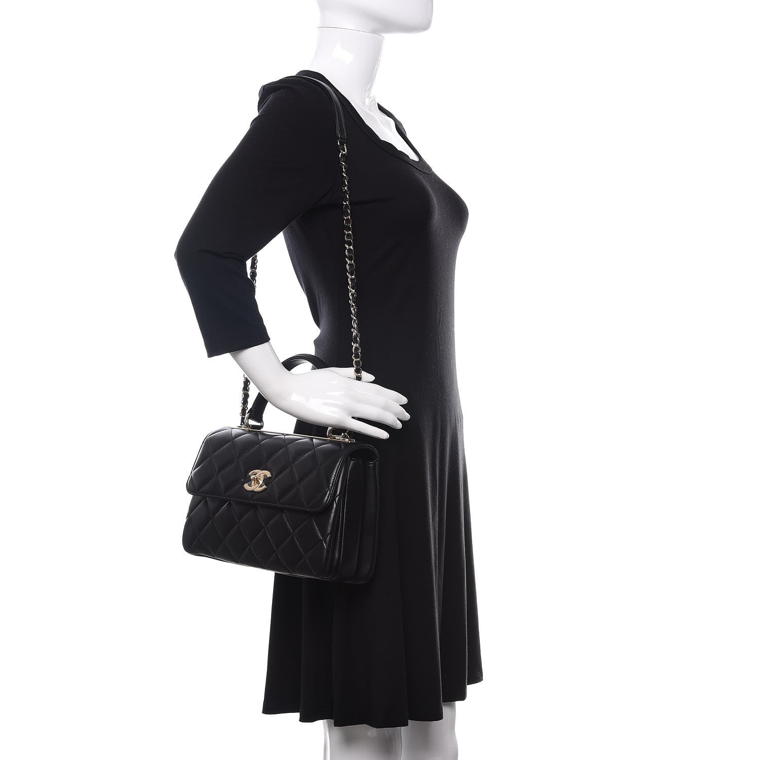 Chanel Lambskin Quilted Small Trendy CC Dual Handle Flap Bag Black 2 of 10