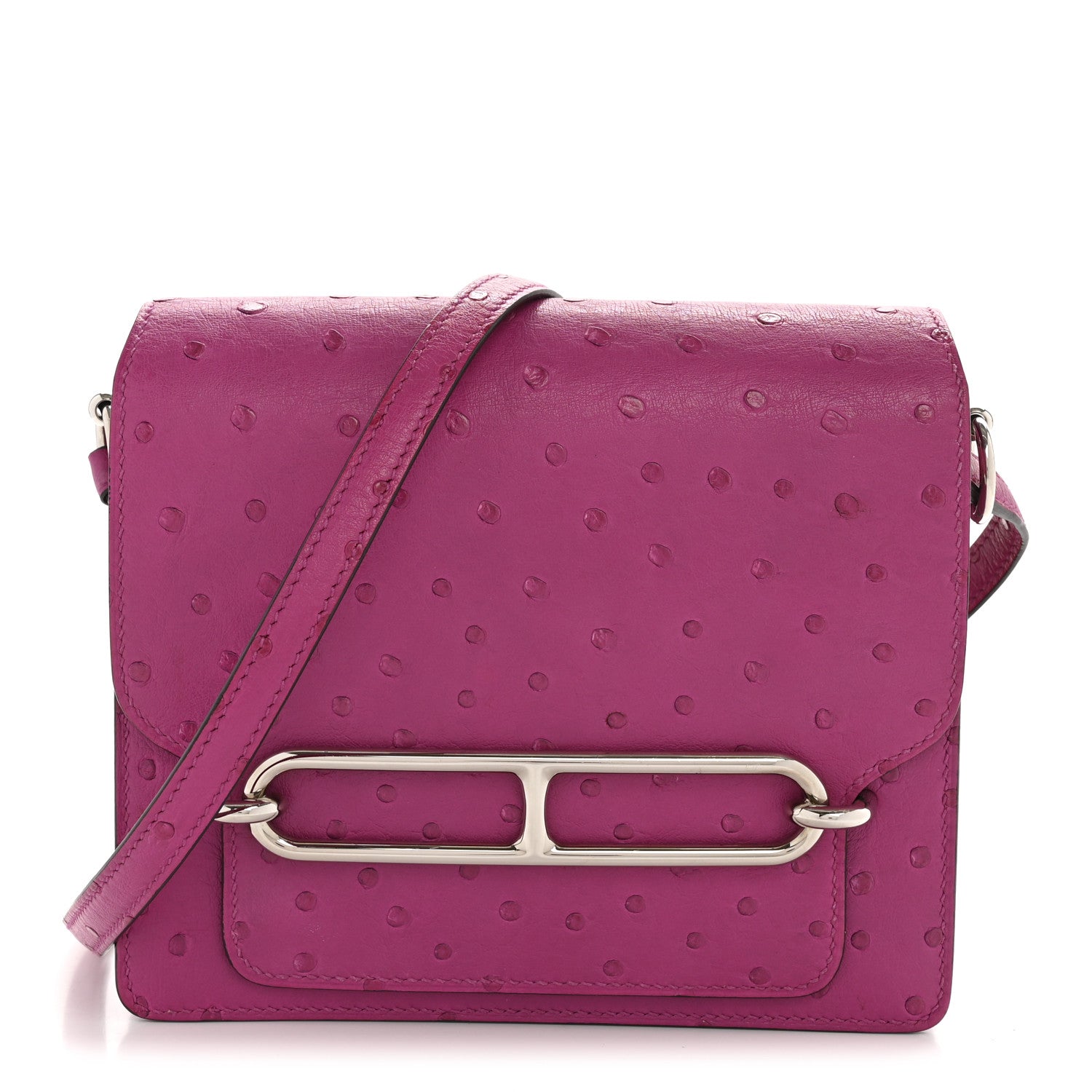 Hermes Ostrich Mini Sac Roulis Rose Pourpre 1 of 14
