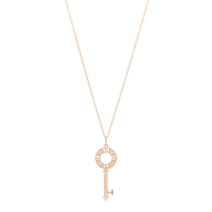 Tiffany 18K Rose Gold Diamond Atlas Pierced Key Pendant Necklace 1 of 6