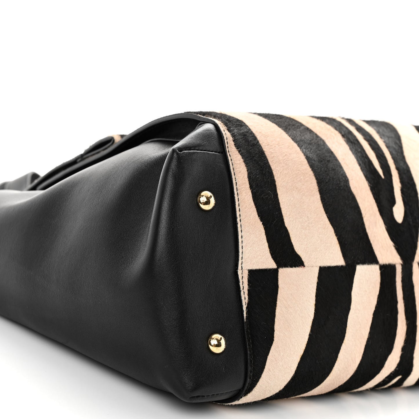 Calfskin Calf Hair Zebra Print Bitter Pocket Tote Black White
