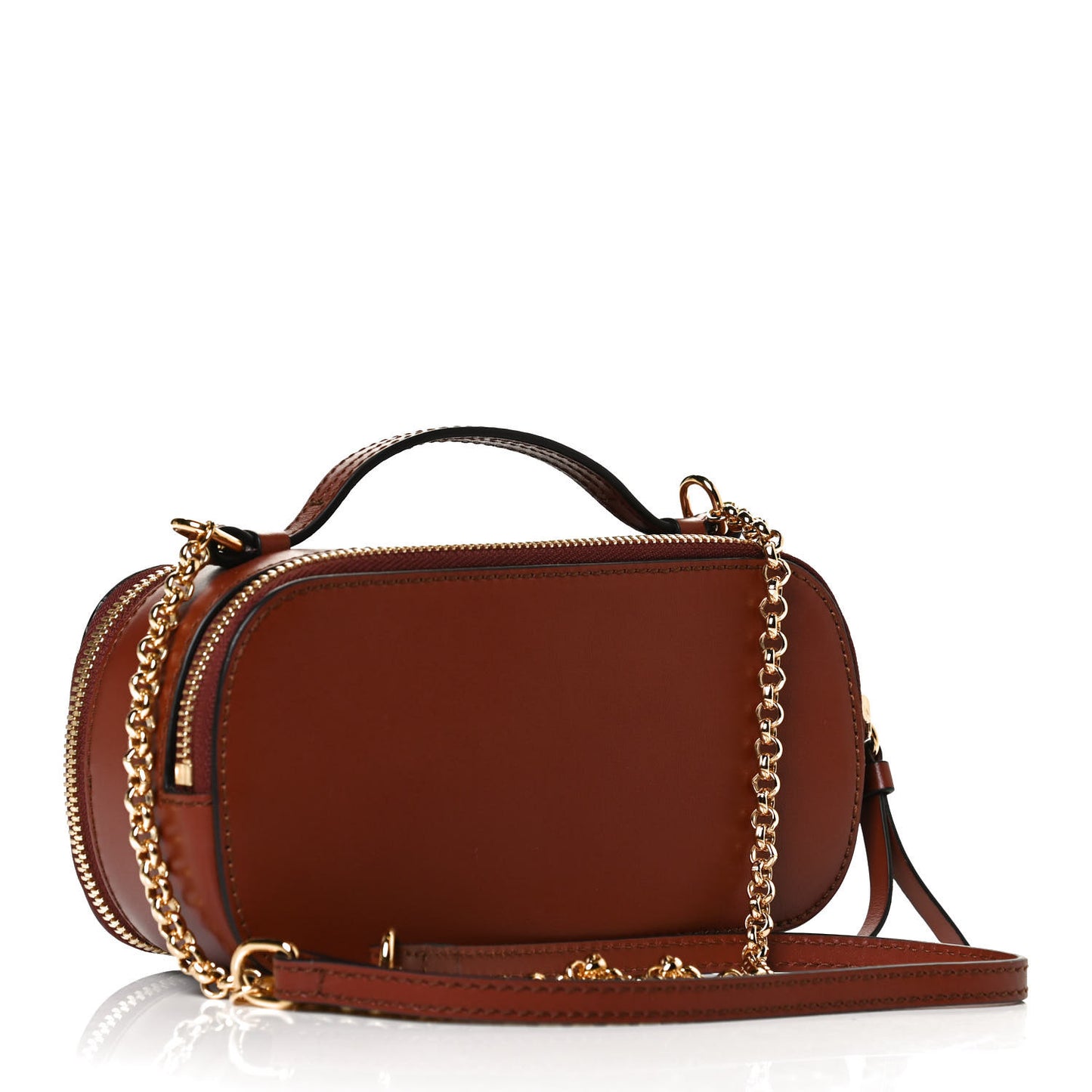 Shiny Calfskin Mini Vanity C Bag Sepia Brown