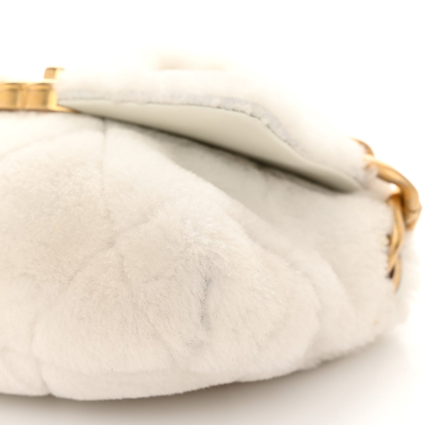 Shearling Quilted Single Flap White