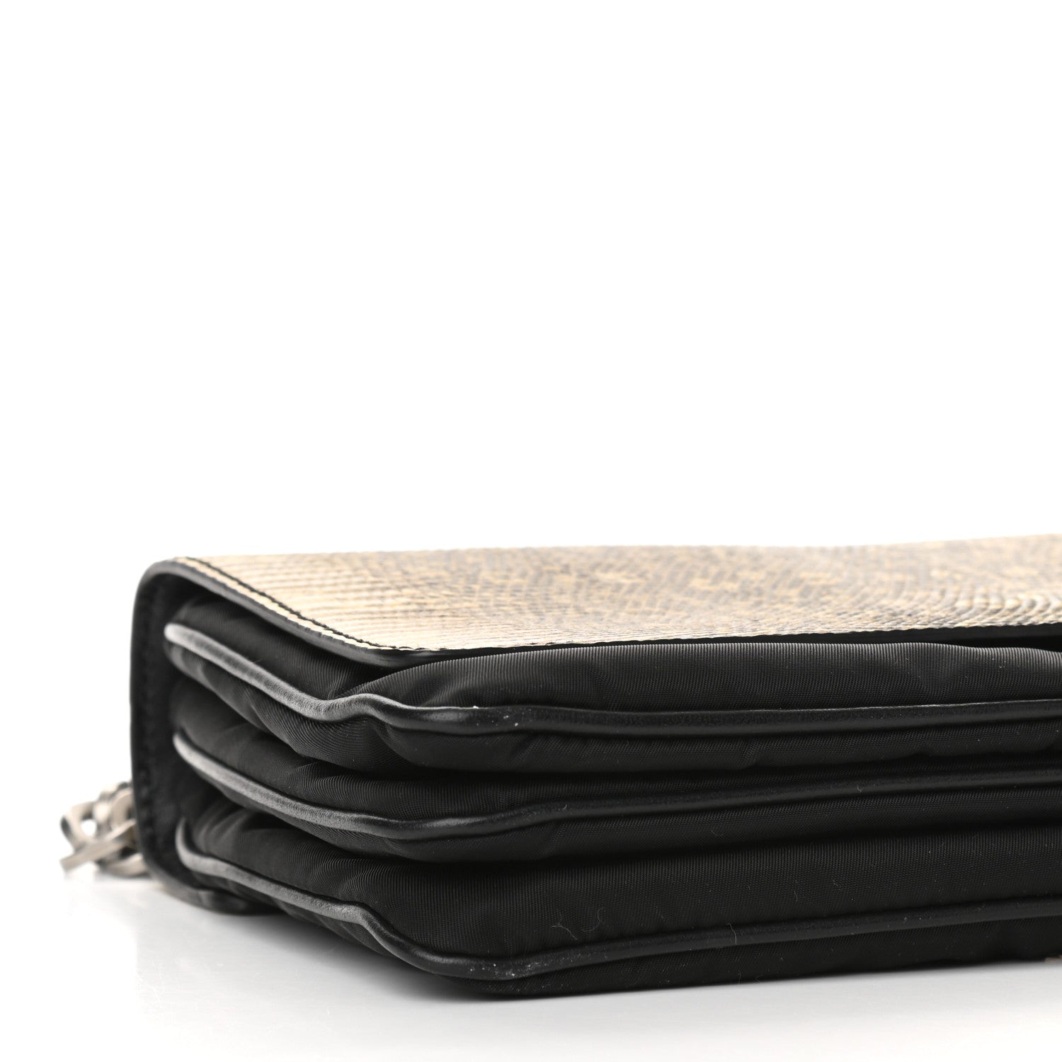 Prada Lizard Tessuto Nylon Chain Shoulder Bag Black 7 of 8