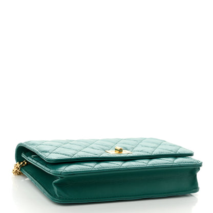 Chanel Aged Calfskin Quilted 2.55 Reissue Wallet on Chain WOC Green 4 of 11